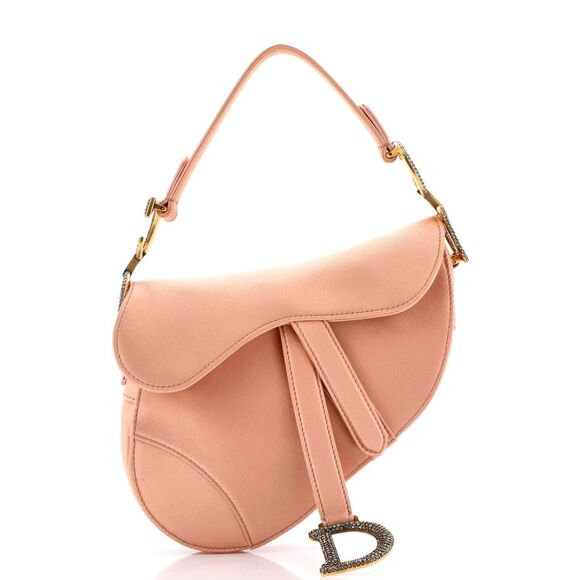 Christian Dior Saddle Handbag Satin with Crystals Mini Neutral - Picture 1 of 7